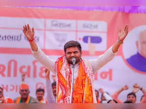 Ahmedabad: BJP candidate from Viramgam constituency Hardik Patel during a proces...