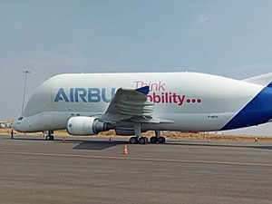 Largest cargo aircraft Beluga lands in Hyderabad Airport