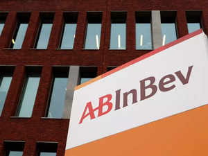 FILE PHOTO_ The logo of AB InBev is pictured outside the brewer's headquarters in Leuven.