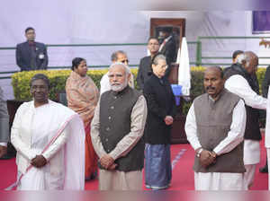 New Delhi: President Droupadi Murmu with Prime Minister Narendra Modi and Union ...