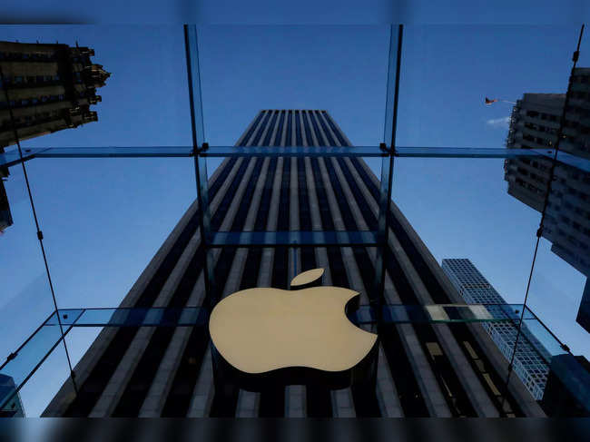 FILE PHOTO: The Apple logo is seen during the preview of the redesigned and reimagined Apple Fifth Avenue store in New York