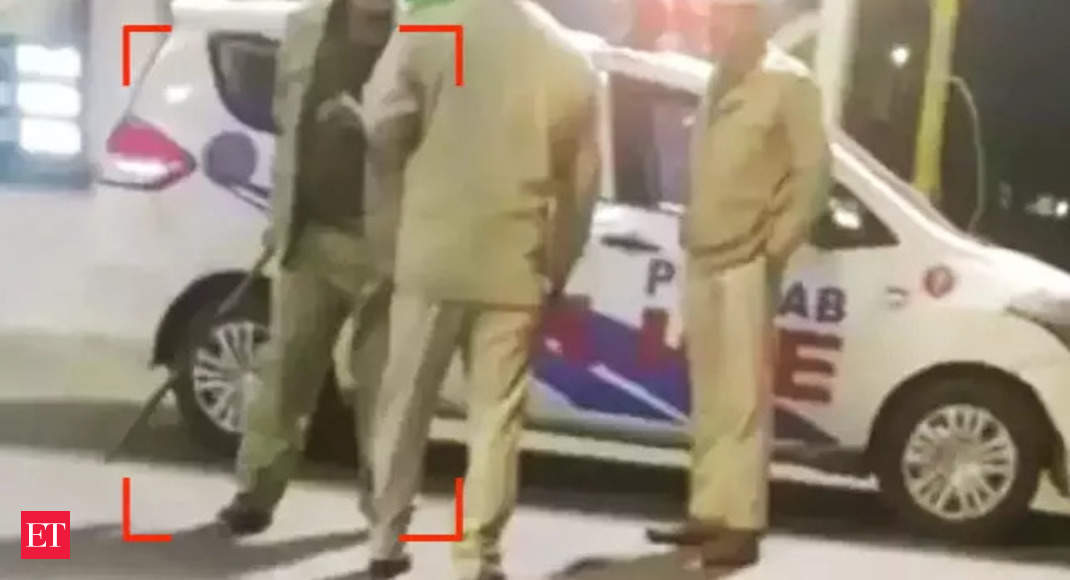 Watch: Cop beats cop with lathi in Punjab’s Jalandhar