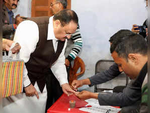 BJP President  J.P. Nadda casted his vote for Himachal Pradesh Assembly election.