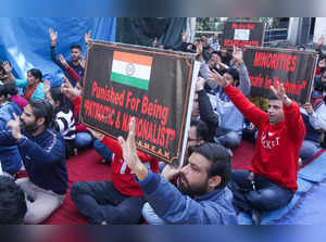 Jammu: Kashmiri Pandits protest against the Israeli filmmaker Nadav Lapid's rema...