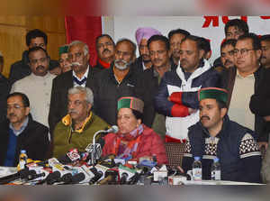 Shimla: Himachal Pradesh Congress President Pratibha Singh adresses a press conf...