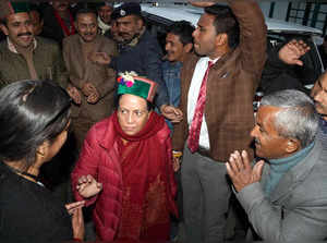 Shimla, Dec 09 (ANI): Himachal Pradesh Congress chief Pratibha Singh arrives to ...