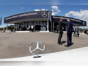 FILE PHOTO: The Mercedes-Benz logo is seen on a car at a new Mercedes-Benz plant's cornerstone laying ceremony in Esipovo