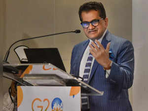 Mumbai: India's G-20 Sherpa Amitabh Kant addresses a press conference prior to t...