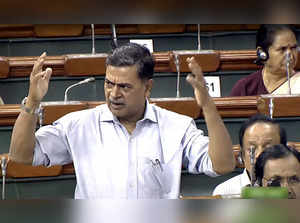 New Delhi, Aug 04 (ANI): Union Minister of Power RK Singh speaks in Lok Sabha du...
