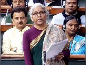 New Delhi, Dec 14 (ANI): Union Finance Minister Nirmala Sitharaman speaks in Raj...