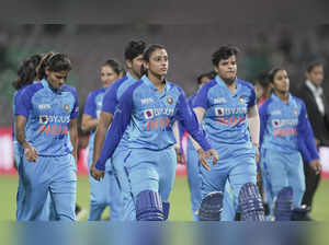 Navi Mumbai: Indian players before the start of the T20 International cricket se...