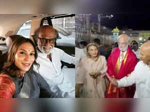 Megastar Rajinikanth visits Tirupati temple with daughter Aishwarya