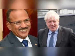 Ex-UK PM Boris Johnson, NSA Ajit Doval in Jaipur.(photo:Twitter)