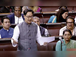 New Delhi, Dec 14 (ANI ): Union Law and Justice Minister Kiren Rijiju speaks in ...