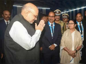 Howrah : Union Home Minister Amit Shah greets West Bengal Chief Minister Mamata Banerjee during the 25th meeting of the Eastern Zonal Council at Nabanna in Howrah on Saturday, December 17, 2022. (Photo:IANS)