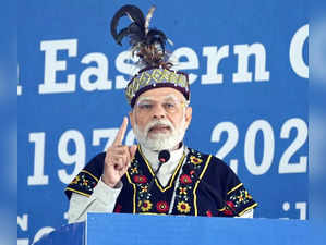 Shillong: Prime Minister Narendra Modi addresses during the golden jubilee celebration of the North Eastern Council (NEC) in Shillong on Dec 18, 2022. (Photo: PIB/IANS)