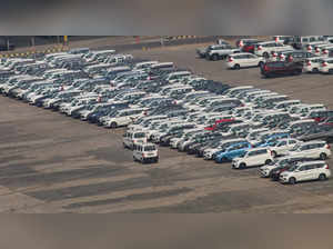 Gurugram: Maruti Suzuki cars parked inside the company's facility at Manesar in ...