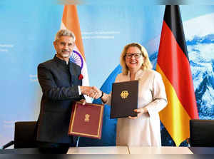 Berlin, May 02 (ANI): External Affairs Minister S Jaishankar with German Ministe...