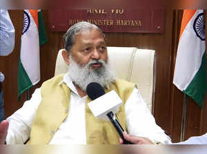 Chandigarh, July 19 (ANI): Haryana Home Minister Anil Vij speaks to the media on...