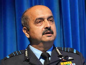 New Delhi: Chief of Air Staff Air Marshal VR Chaudhari addresses during the 19th...