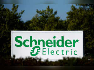 FILE PHOTO: Logo of Schneider Electric in Nantes, France