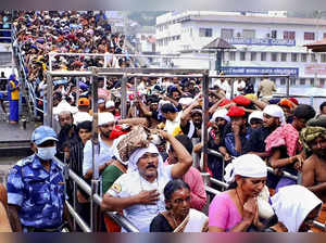 Pathanamthitta: Crowd of devotees at Sabarimala temple in Pathanamthitta. (PTI P...