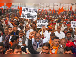 New Delhi: Farmers during the 'Kisan Garjana' rally, organised by Bharatiya Kisa...