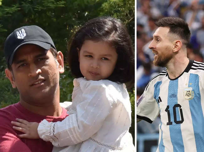 ​Ziva Dhoni looked thrilled to have received the gift from Messi.​