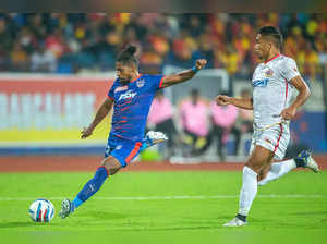Bengaluru: Roy Krishna (left) of Bengaluru FC takes a shot during the Indian Sup...