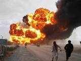 Burning oil tankers explode after they were attacked on the outskirts of Quetta