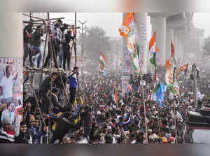New Delhi: Congress supporters during the party's 'Bharat Jodo Yatra', at Loni b...