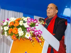 Arunachal Pradesh: Union Defence Minister Rajnath Singh at the inauguration and dedication to the nation 28 infrastructure projects including bridges & roads of Border Roads Organisation (BRO), worth Rs 724 crore at Siyom Bridge on Along-Yingkiong Road, in Arunachal Pradesh on Tuesday, January 03, 2023. (Photo: Twitter)