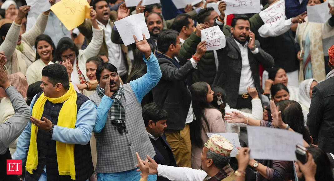 AAP and BJP councillors clash during Delhi MCD mayor election