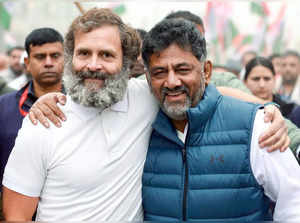 Panipat: Congress leader Rahul Gandhi with party leader DK Shivakumar during the 'Bharat Jodo Yatra' in Panipat, Haryana on Friday, Jan. 06, 2023. (Photo: Twitter)