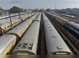 New Delhi: Trains at Old Delhi Railway station on Saturday, Dec. 11,2021.  As a ...