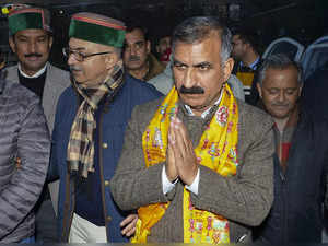 Shimla: Himachal Pradesh Chief Minister Sukhvinder Singh Sukhu arrives, in Shiml...