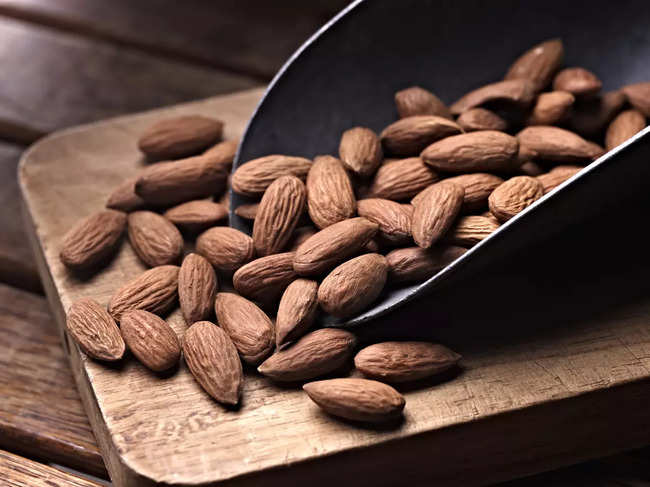 Almonds have high amounts of protein, healthy types of fats, vitamin E, minerals, and fibre.