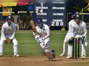 Mumbai: Prithvi Shaw of Mumbai plays a shot during the Ranji Trophy match agains...