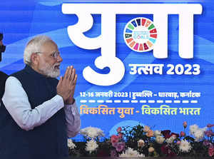 Hubballi: Prime Minister Narendra Modi during the National Youth Festival in Hub...