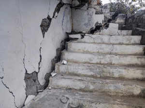 Joshimath: Cracks appear at a house in Joshimath. (PTI Photo)(...