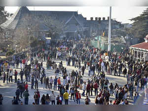 Shimla: Tourists rush to hill for the celebrations of the New Year, in Shimla. (...