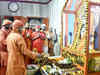 Gorakhpur: UP CM Yogi Adityanath offers prayers at Gorakhnath Temple on Makar Sankranti