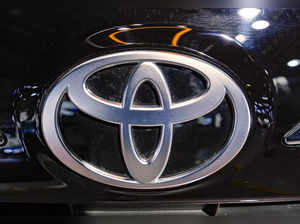 Greater Noida: Toyota's logo, as seen on the 'Urban Cruiser Hyryder' at Auto Exp...