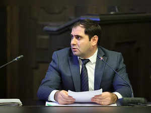 This hand out photograph released by the Government of the Republic of Armenia on January 19, 2023, shows Armenian Defense Minister Suren Papikya attending a Cabinet of Ministers meeting in Yerevan. RESTRICTED TO EDITORIAL USE - MANDATORY CREDIT "AFP PHOTO / HO - THE GOVERNMENT OF THE REPUBLIC OF ARMENIA" - NO MARKETING NO ADVERTISING CAMPAIGNS - DISTRIBUTED AS A SERVICE TO CLIENTS (Photo by Handout / THE GOVERNMENT OF  THE REPUDLIC OF ARMENIA / AFP) / RESTRICTED TO EDITORIAL USE - MANDATORY CREDIT "AFP PHOTO / HO - THE GOVERNMENT OF THE REPUBLIC OF ARMENIA" - NO MARKETING