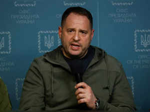 FILE PHOTO: The head of the Ukrainian president's office, Andriy Yermak, attends a news briefing in Kyiv,
