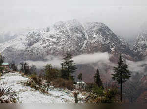 Joshimath: Snow-capped mountain peaks after fresh snowfall, in Joshimath. (PTI P...
