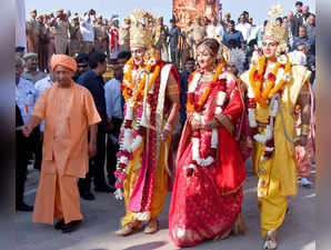 Ayodhya, Oct 23 (ANI): Uttar Pradesh Chief Minister Yogi Adityanath with the art...