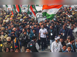 Jammu: Congress leader Rahul Gandhi during the party's 'Bharat Jodo Yatra', at N...