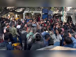 Protest in Delhi's Ambedkar University over BBC documentary screening