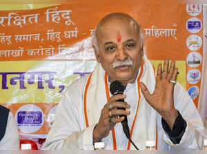 Kanpur: National President of International Hindu Council, Pravin Togadia, speak...